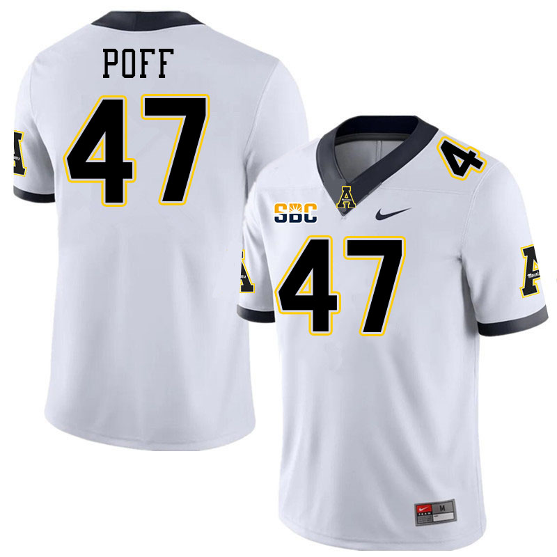 Appalachian State Mountaineers #47 Jacob Poff College Football Jerseys Stitched-White